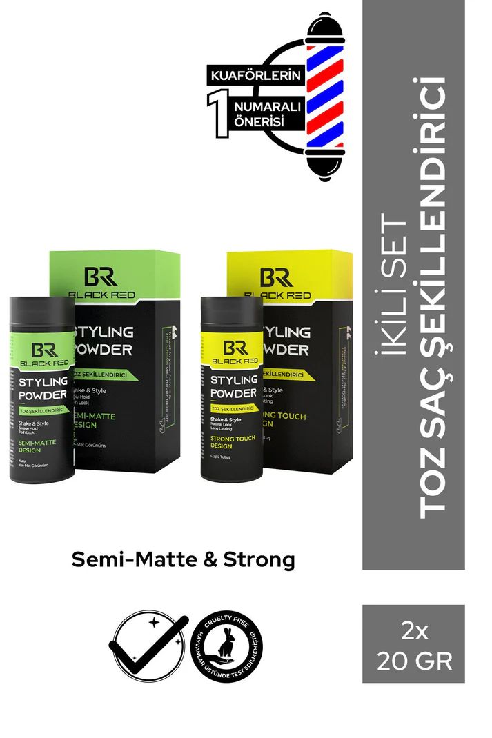 Black Red Saç Şekillendirici Toz Wax Strong & SemiMatte Toz Wax İkili Set