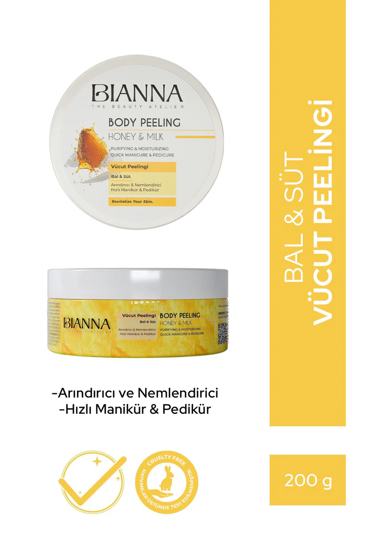 Bianna Vücut Peelingi - Bal & Süt Özlü Nemlendirici ve Arındırıcı Vücut Peelingi - 200 ml
