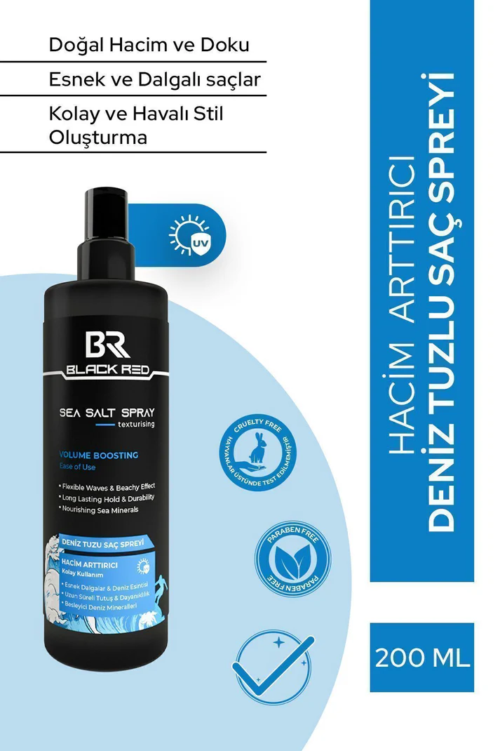 Black Red Saç Deniz Tuzu Spreyi - Sea Salt Spray Orta Tutuşlu Hacimlendirir Anti Uv Saç Şekillendirici