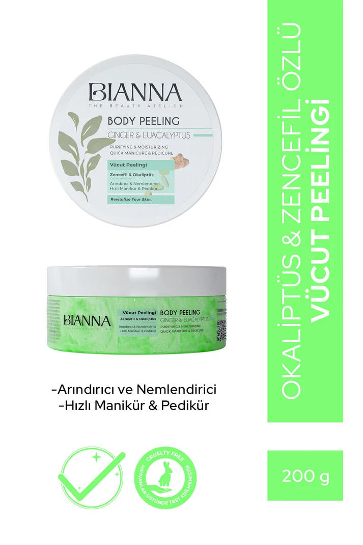 Bianna Vücut Peelingi - Okaliptüs & Zencefil Özlü Nemlendirici ve Arındırıcı Vücut Peelingi - 200 ml