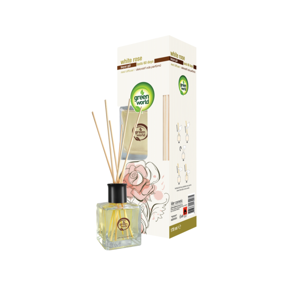 Green World Bambu Çubuklu Oda Kokusu Beyaz Gül 170 ML